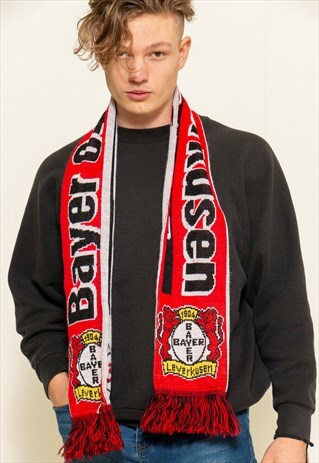 VINTAGE 90S RED BAYER LEVERKUSEN FOOTBALL SCARF