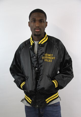 VINTAGE 90'S BLACK RETRO BOMBER JACKET