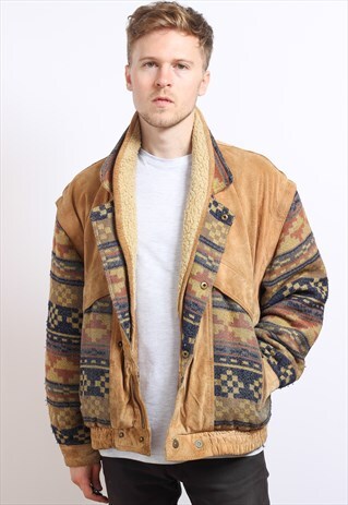 VINTAGE AZTEC NAVAJO FLEECE LINED JACKET
