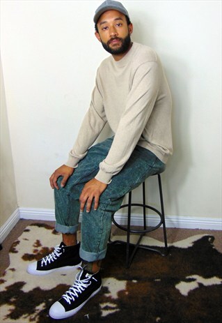 90S MINIMALIST LUXURY SILK BLEND MOCK NECK BEIGE SWEATER