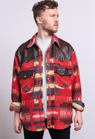 VINTAGE AZTEC PATTERNED SHIRT