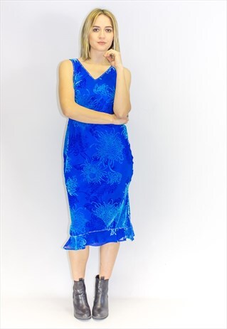 VINTAGE 90'S OCEAN VELVET PRINT DRESS
