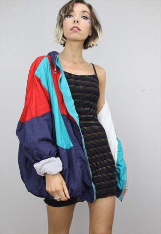 VINTAGE 80S 90S OVERSIZED FESTIVAL SHELL JACKET