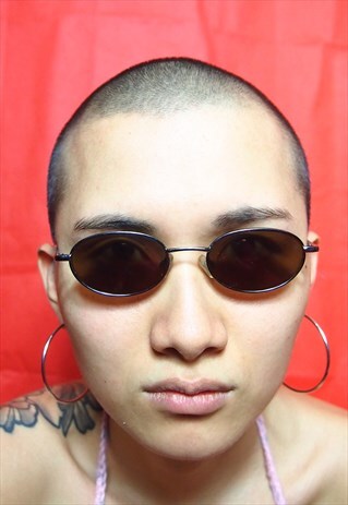 BROWN TINT LENS OVAL SUNGLASSES