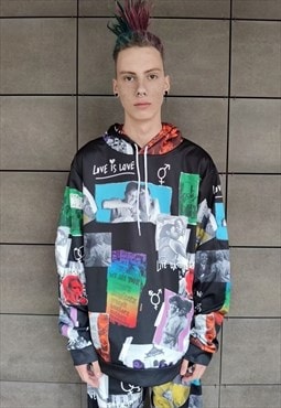 Pride hoodie LGBT support pullover rainbow gay jumper black