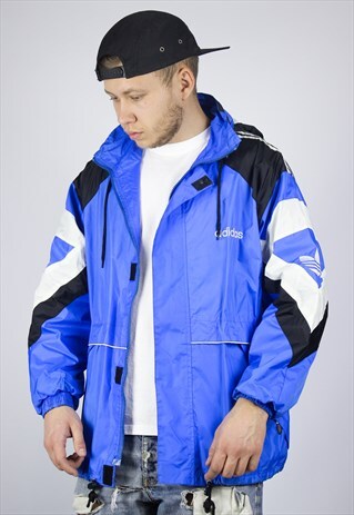 RARE VINTAGE MENS ADIDAS WINDBREAKER RAIN COAT JACKET