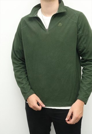 NIKE - GREEN EMBROIDERED ACG QUARTER ZIP FLEECE - LARGE