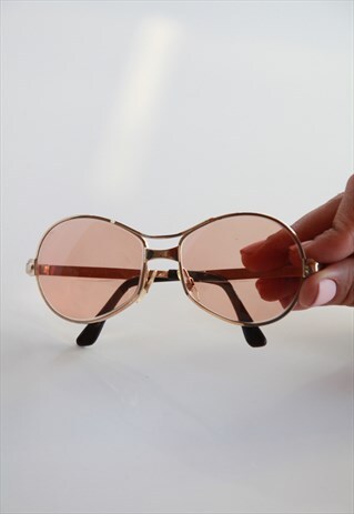 VINTAGE GOLD FRAME, BROWN-ORANGE RX PRESCRIPTION LENSES.