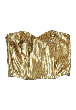Vintage Y2K Metallic Corset Cropped Top Gold Small