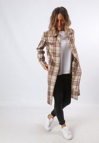 GAP TARTAN RAIN MAC JACKET VINTAGE UK 10 - 12 (FDA)