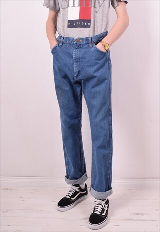 WRANGLER MENS VINTAGE JEANS W35 L34 BLUE 90S