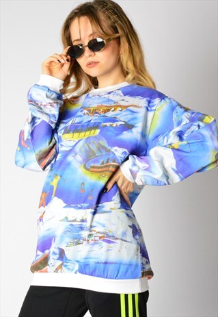 VINTAGE 80S COLOURFUL SKI SNOWBOARD SWEATSHIRT