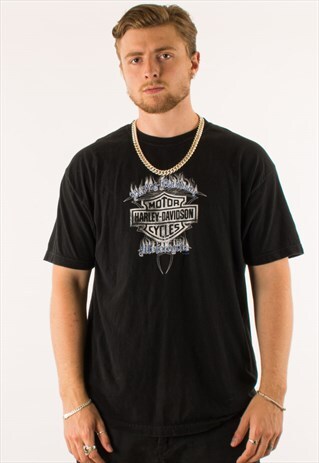 VINTAGE 90S BLACK HARLEY DAVIDSON T-SHIRT TEE