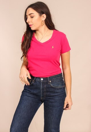 VINTAGE 90S RALPH LAUREN T-SHIRT IN PINK