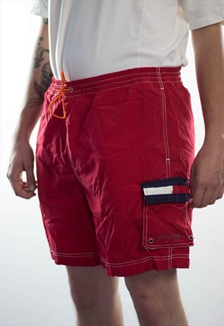 VINTAGE TOMMY HILFIGER LOGO SWIMSUIT TRUNKS 90S L 7.5