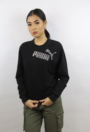 VINTAGE PUMA BLACK PRINT SWEATSHIRT