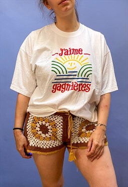 VINTAGE 90's Rainbow Print Oversized Tee - M/L
