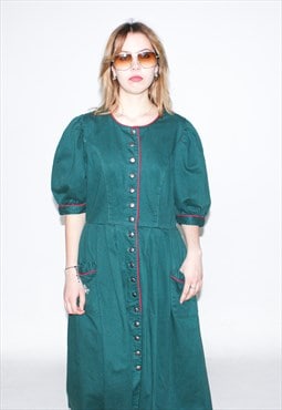 Vintage 90s Bavarian midi dress in green