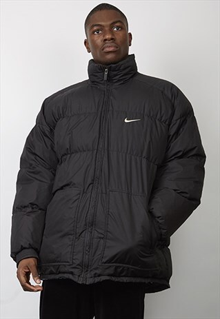VINTAGE 90'S NIKE SWOOSH BLACK DOWN PUFFER JACKET