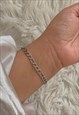 THICK AND DAINTY SILVER FIGARO CHAIN BRACELET SET