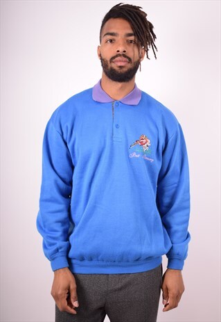 BEST COMPANY MENS VINTAGE SWEATSHIRT JUMPER LARGE BLUE 90S