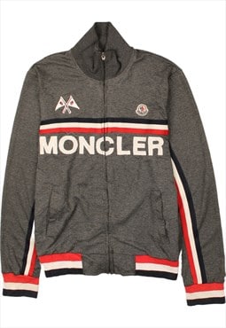 Vintage 90's Moncler Sweatshirt Spellout Full Zip Up Grey