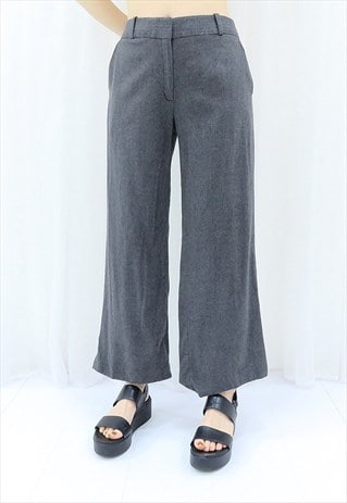 90S VINTAGE GREY HIGH WAISTED TROUSERS (SIZE XL)