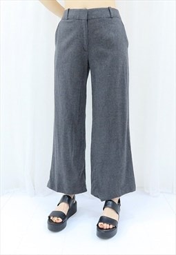 90s Vintage Grey High Waisted Trousers (Size XL)