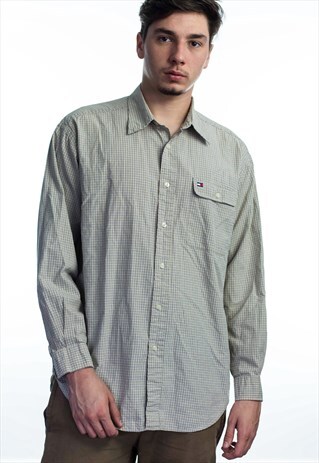 VINTAGE TOMMY HILFIGER LOGO SHIRT 90S M 9.6