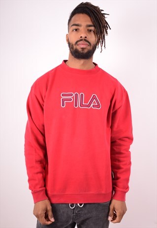FILA MENS VINTAGE SWEATSHIRT JUMPER XL RED 90S
