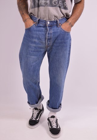 LEVI'S 501 MENS VINTAGE JEANS W34 L32 BLUE 90S