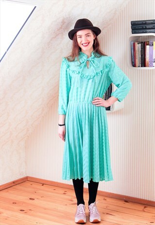 MINT GREEN RUFFLED BIB DRESS