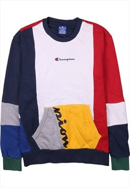 Vintage 90's Champion Sweatshirt Spellout Crew Neck Blue,