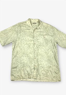 Vintage hawaiian leaf shirt cream large BV16702