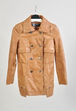 Vintage 00s real leather jacket in beige