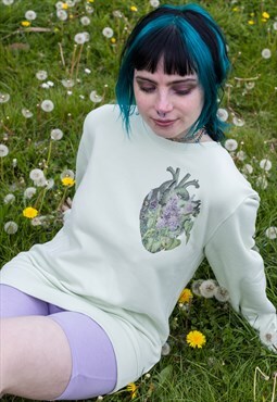 Lavender Heart Organic Light Green Sweater