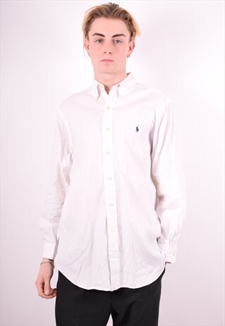 RALPH LAUREN MENS VINTAGE SHIRT LARGE WHITE 90'S