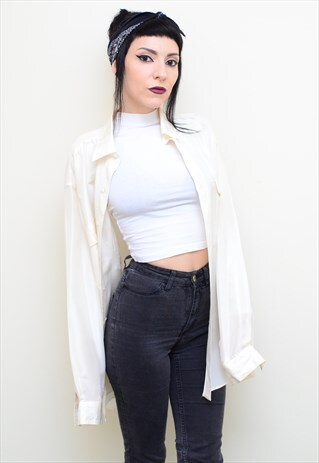 VINTAGE 90'S GENUINE SILK CREAM OVERSIZED SHIRT