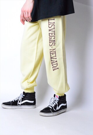 VINTAGE 80S PASTEL YELLOW LAS VEGAS NEVADA SWEATPANTS