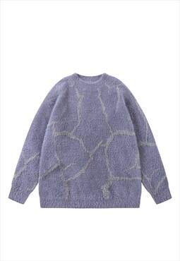 Thunder sweater fuzzy jumper knit lighting bolt top purple 