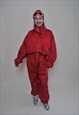 ONE PIECE RED SKI SUIT, RETRO WOMEN SNOW SUIT FROM 90S