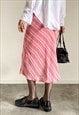 VINTAGE PINK STRIPED MIDI SKIRT WITH MESH OUTER FABRIC 