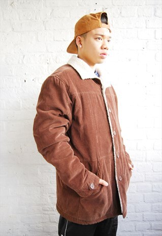 FLEECE LINED JACKET WITH CRAZY COLLAR (1990'S/BROWN)
