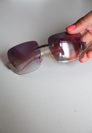 VINTAGE SILVER RIMLESS FRAME, GRADIENT PURPLE LENSES