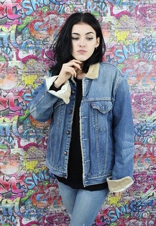 LEVI'S 80S SHERPA FLEECE LINED VINTAGE DENIM JACKET. UNISEX.