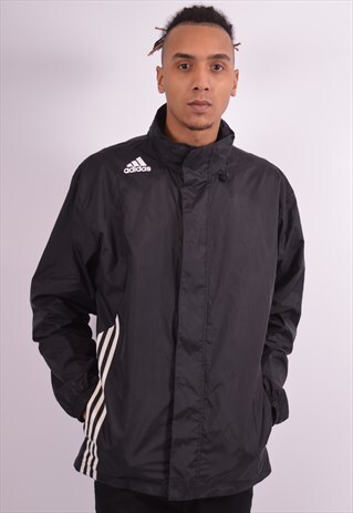 ADIDAS MENS VINTAGE RAIN JACKET XL BLACK 90S