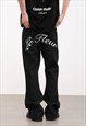 BLACK FLOWERS EMBROIDERED DISTRESSED PANTS JEANS TROUSERS 