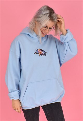 G&G UNISEX BABY BLUE PASTEL DINO HOOD
