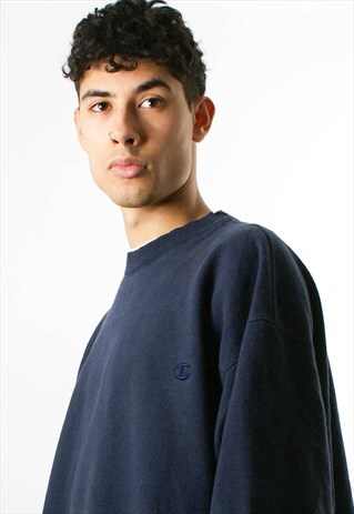 CHAMPION ROUND NECK SWEATSHIRT SWEATER NAVY BLUE