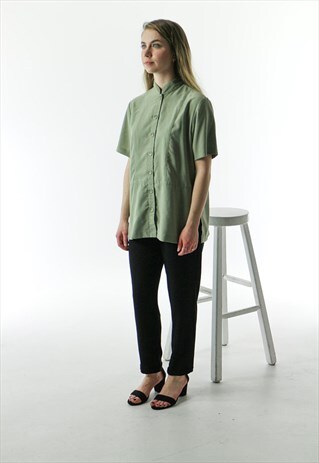 OLIVE STRUCTURAL BLOUSE / HIGH COLLAR SHIRT